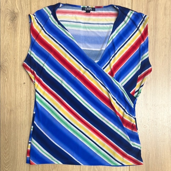 Ralph Lauren Chaps Blue and Red Woman’s Blouse - Picture 1 of 8